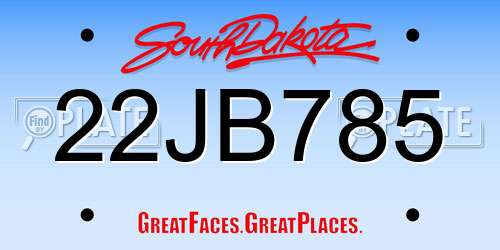 22JB785 South Dakota License Plate