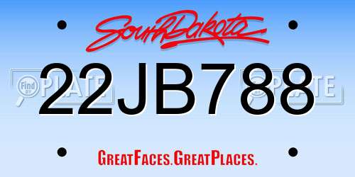 22JB788 South Dakota License Plate