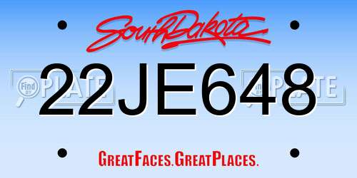 22JE648 South Dakota License Plate