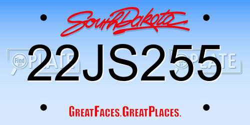 22JS255 South Dakota License Plate