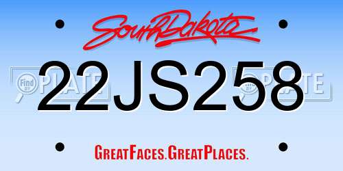 22JS258 South Dakota License Plate