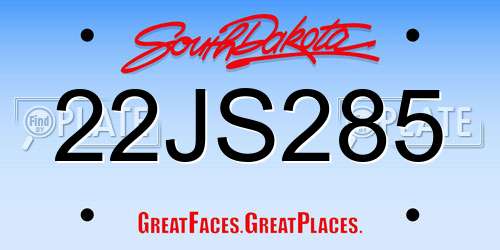 22JS285 South Dakota License Plate