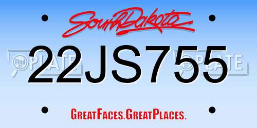 22JS755 South Dakota License Plate