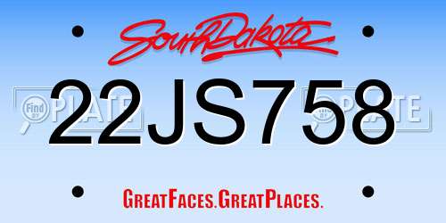 22JS758 South Dakota License Plate