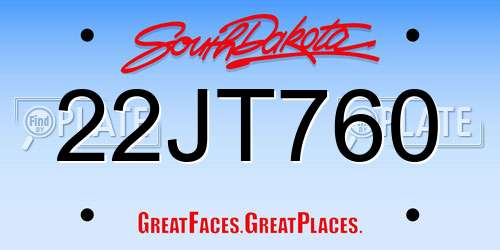 22JT760 South Dakota License Plate