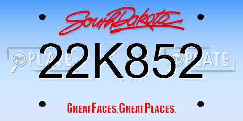 22K852 South Dakota License Plate