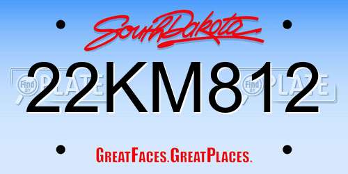 22KM812 South Dakota License Plate