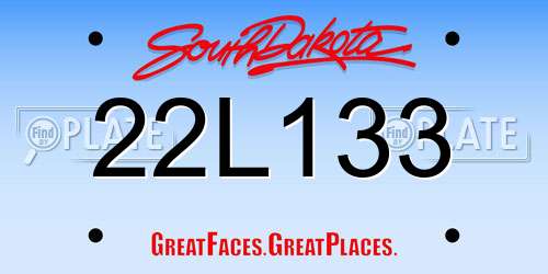 22L133 South Dakota License Plate
