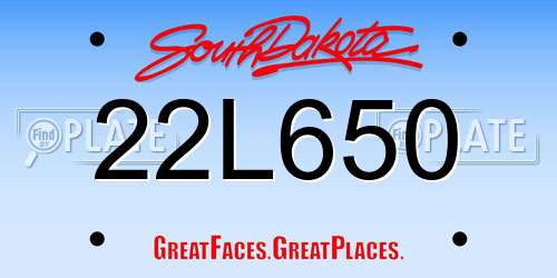 22L650 South Dakota License Plate