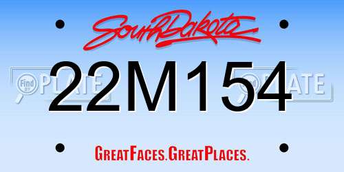 22M154 South Dakota License Plate