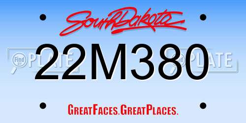 22M380 South Dakota License Plate