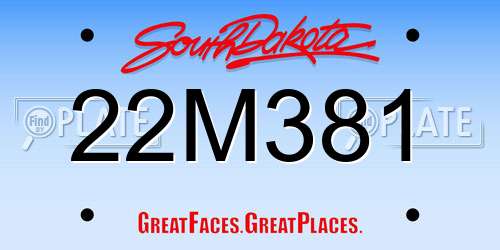 22M381 South Dakota License Plate