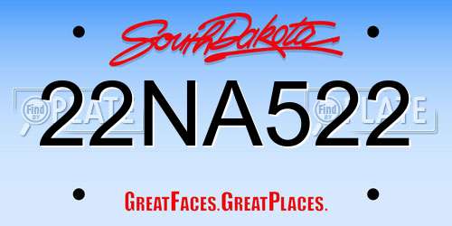 22NA522 South Dakota License Plate