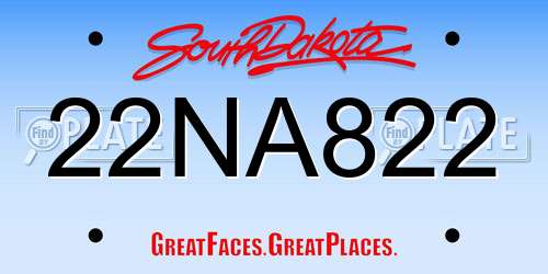 22NA822 South Dakota License Plate
