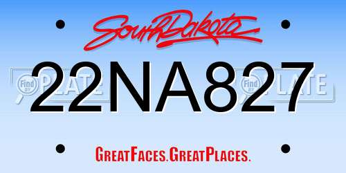 22NA827 South Dakota License Plate