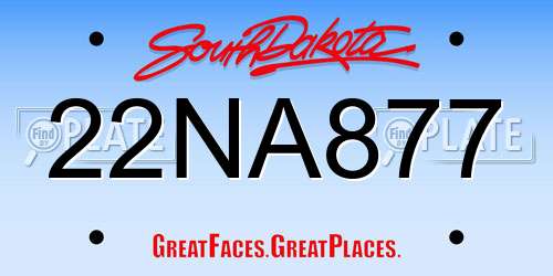 22NA877 South Dakota License Plate