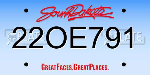 22OE791 South Dakota License Plate