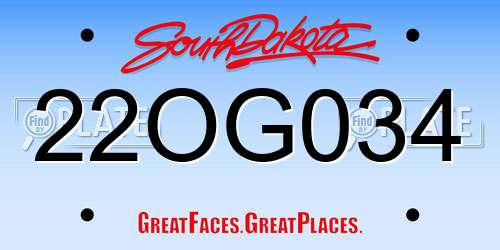 22OG034 South Dakota License Plate