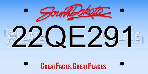 22QE291 South Dakota License Plate