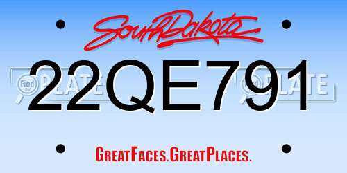 22QE791 South Dakota License Plate