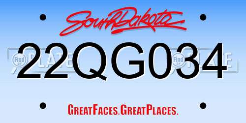 22QG034 South Dakota License Plate