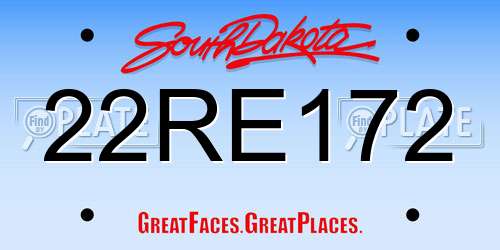 22RE172 South Dakota License Plate