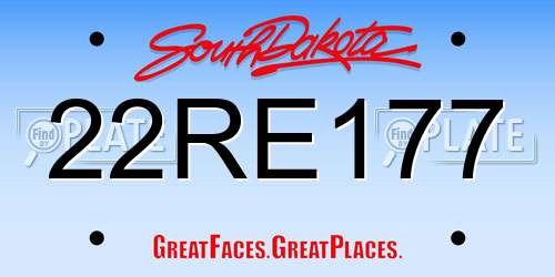 22RE177 South Dakota License Plate