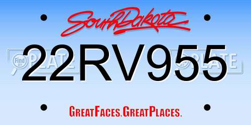 22RV955 South Dakota License Plate