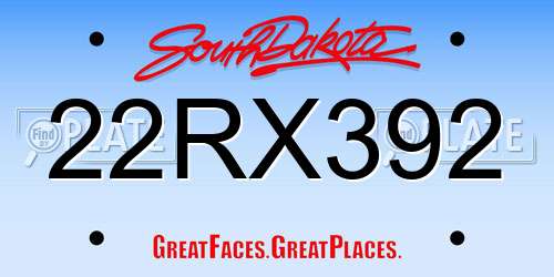 22RX392 South Dakota License Plate