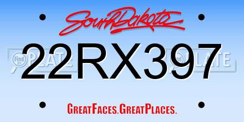 22RX397 South Dakota License Plate