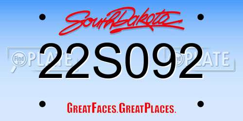 22S092 South Dakota License Plate