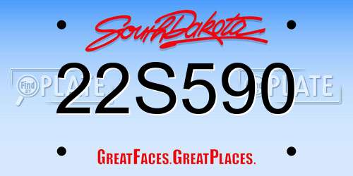 22S590 South Dakota License Plate