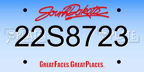 22S8723 South Dakota License Plate