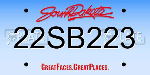 22SB223 South Dakota License Plate