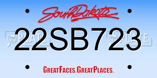 22SB723 South Dakota License Plate
