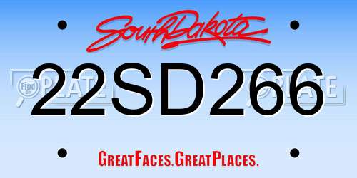 22SD266 South Dakota License Plate