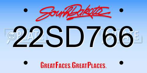 22SD766 South Dakota License Plate
