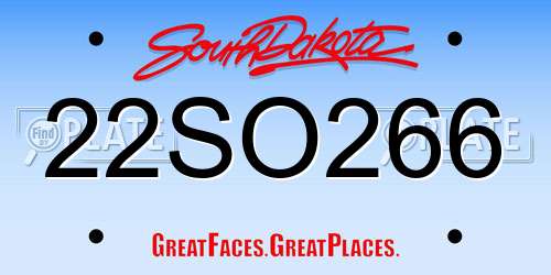 22SO266 South Dakota License Plate