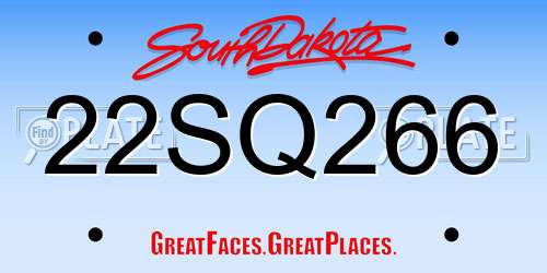 22SQ266 South Dakota License Plate