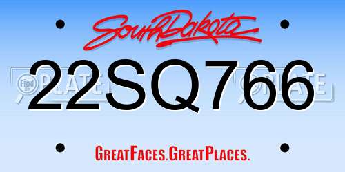 22SQ766 South Dakota License Plate