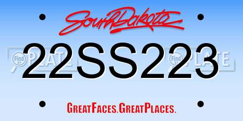 22SS223 South Dakota License Plate
