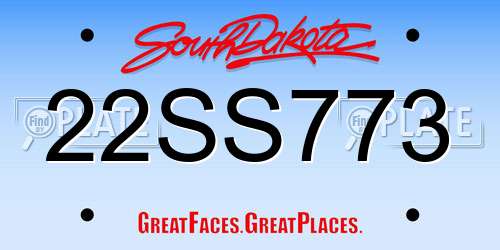 22SS773 South Dakota License Plate