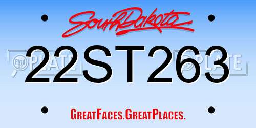 22ST263 South Dakota License Plate