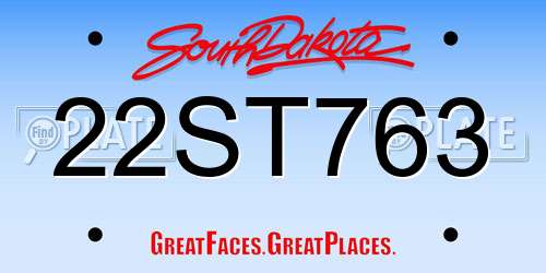 22ST763 South Dakota License Plate