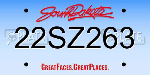 22SZ263 South Dakota License Plate