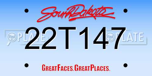 22T147 South Dakota License Plate