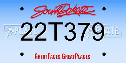 22T379 South Dakota License Plate
