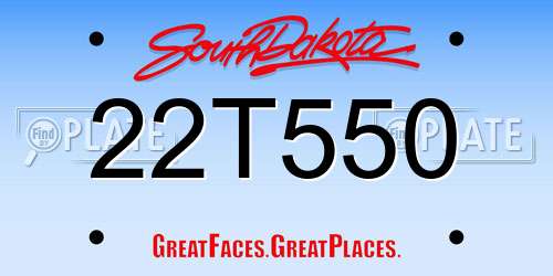 22T550 South Dakota License Plate
