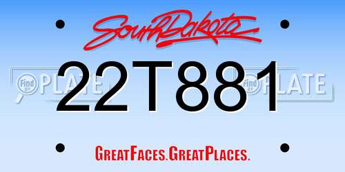 22T881 South Dakota License Plate
