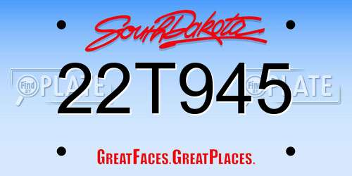 22T945 South Dakota License Plate